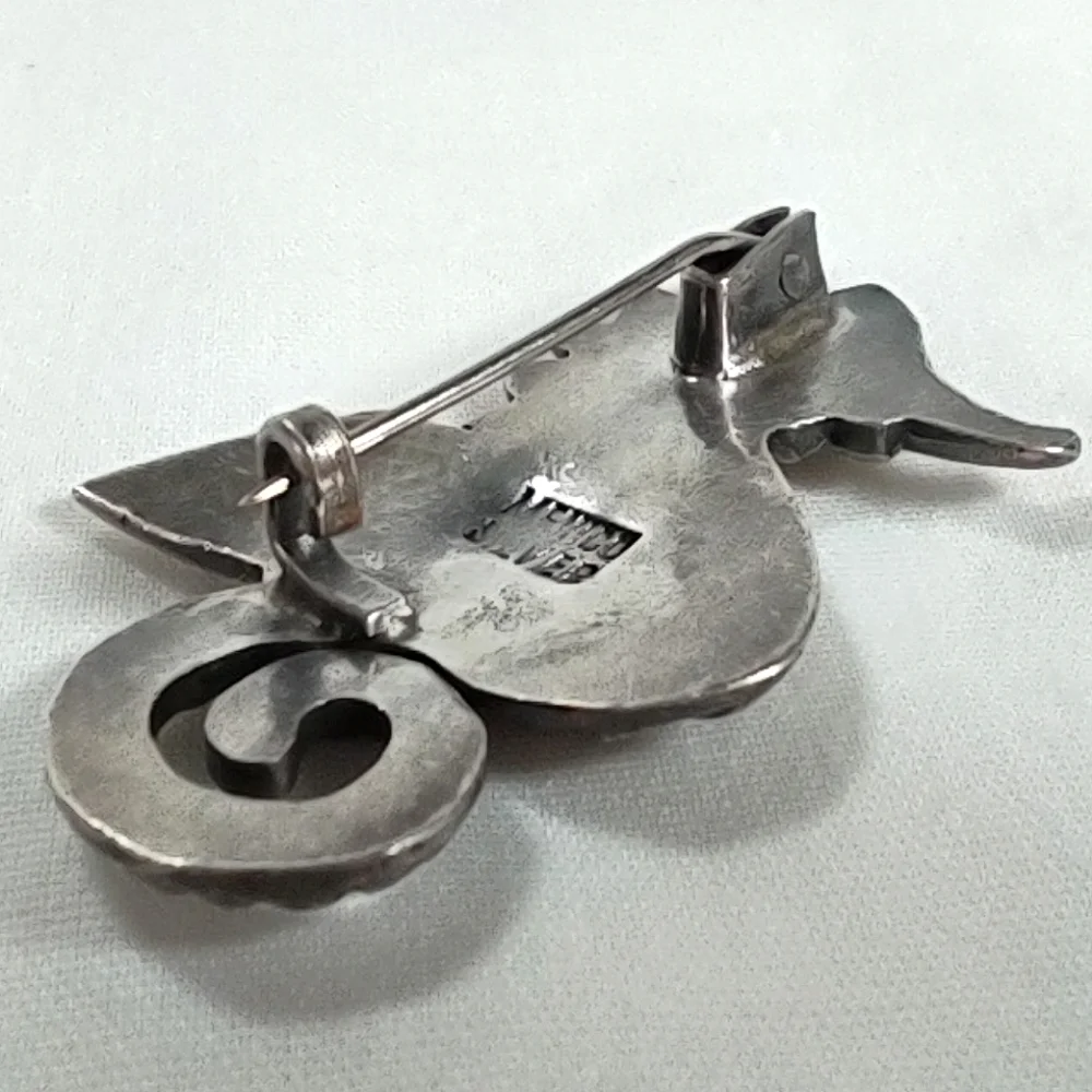 Vintage 1930's-40's Mexico Silver Seahorse Brooch
